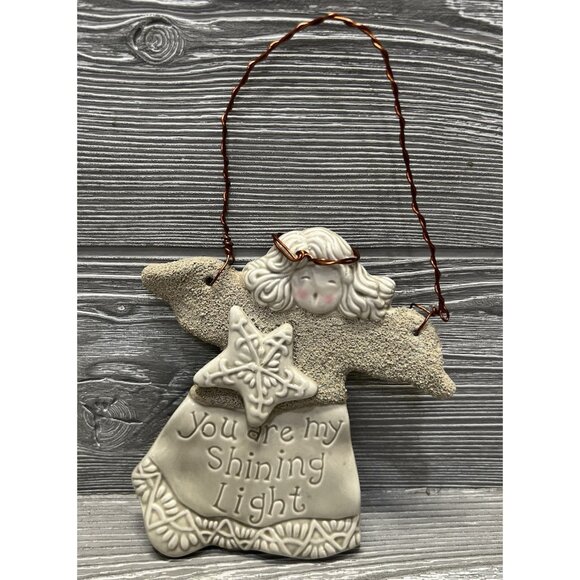 Carol Jones Angel Ceramic Christmas Ornament 2004 Wall Hanging Signed 5.5” - Picture 1 of 8